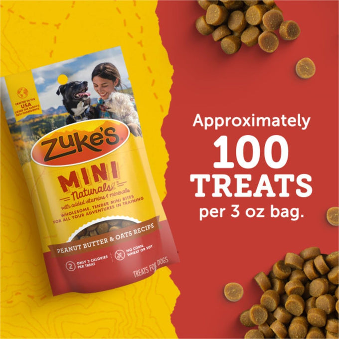 Zuke's Mini Naturals Dog Treats with Peanut Butter, 1lb, Soft, No Corn, Wheat, or Soy