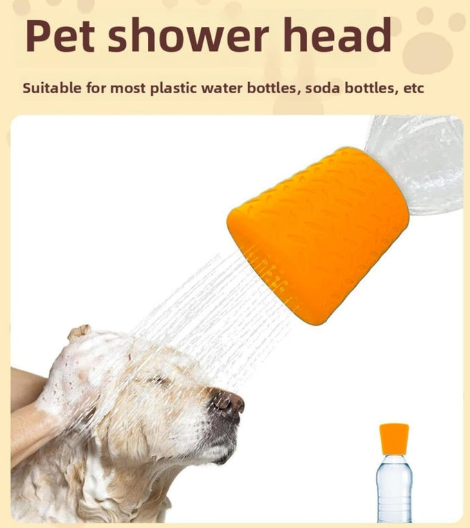 Portable orange outdoor shower attachment for most plastic water bottles