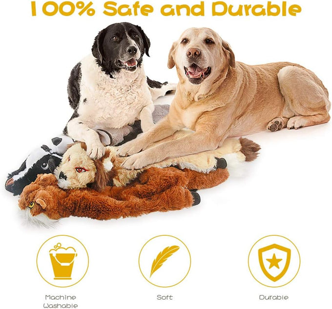 Non-toxic plush dog squeak toys, no stuffing, 5-pack woodland animals for small to large breeds