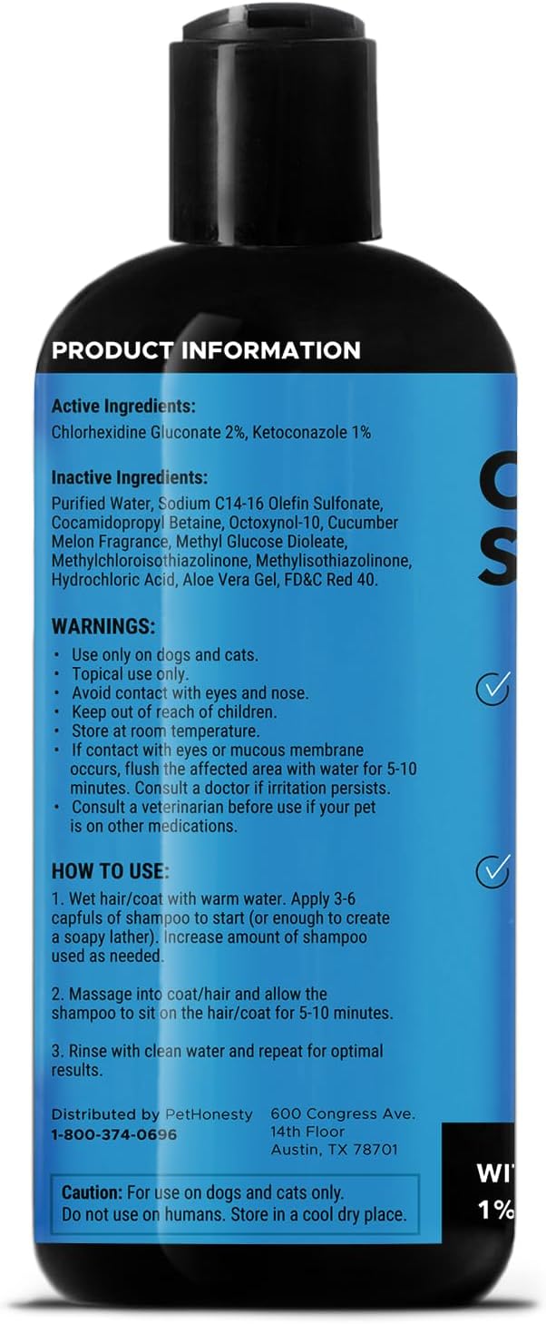 pet honesty chlorhexidine cat & dog shampoos with chlorhexidine for seasonal itch relief allergies & skin problems 16oz