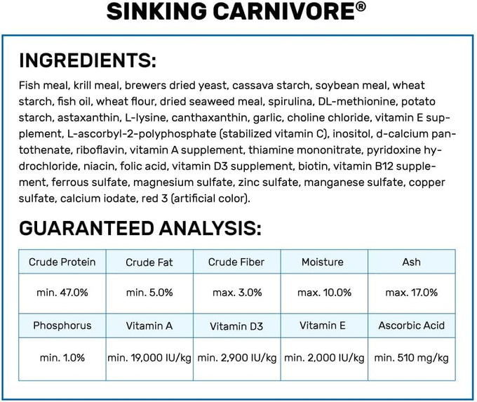 Hikari Sinking Carnivore Pellets for Pets, 2.61-Ounce, Premium Protein Fish Food for Daily Diet