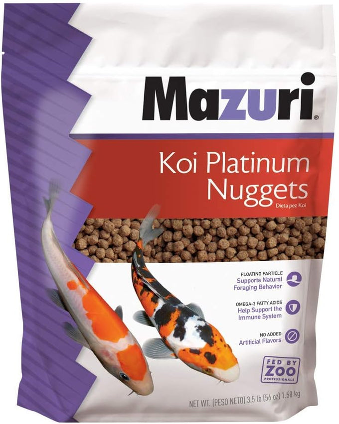 Mazuri Koi Platinum Nuggets 3.5 lbs koi food for fish, complete nutrition with vitamins and minerals