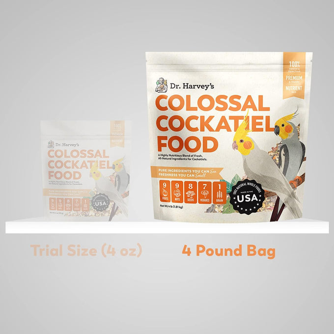 Dr. Harvey's Colossal Cockatiel Blend, All Natural Daily Food for Healthy Cockatiels (4 pounds, USA made)