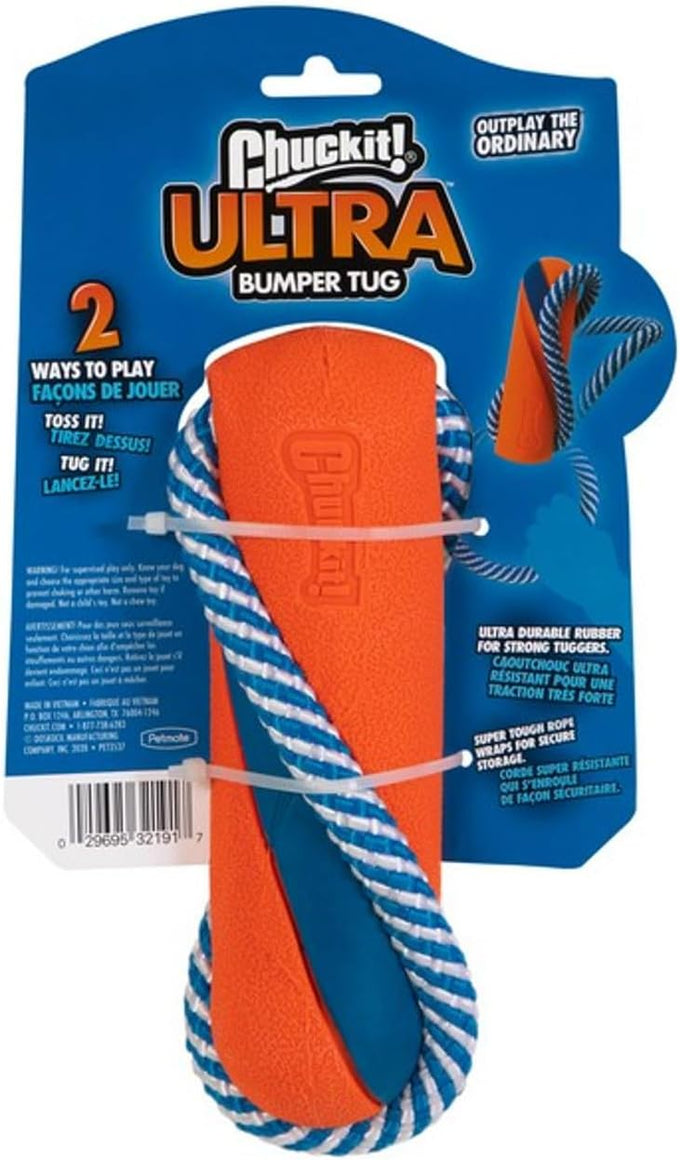chuckit ultra bumper tug orange medium dog toy durable rubber floatable