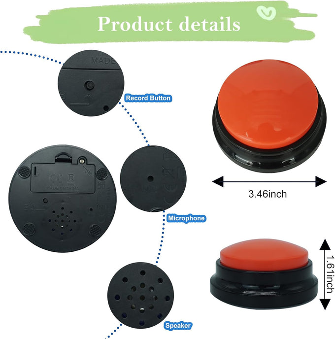 Gelabur set of 4 dog buttons for communication, voice recordable and classroom activities, pet training talking buttons starter set