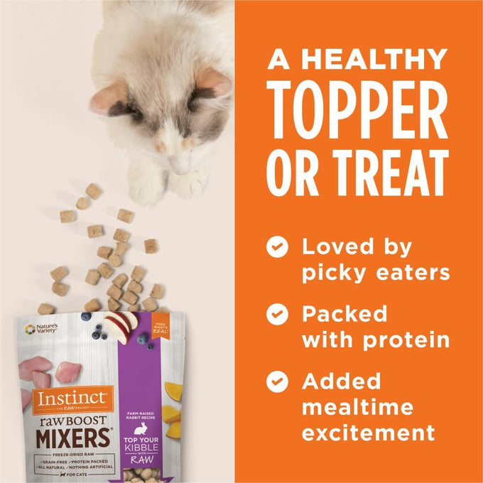 Farm-raised rabbit freeze-dried cat food topper, 6 oz bag, grain-free, non-GMO, top rated for picky eaters