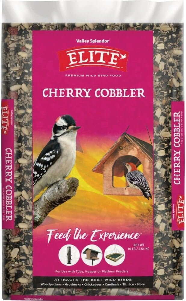 Cherry Cobbler Premium Bird Feed Blend with Sunflower Kernels, Peanuts, and Safflower Seeds for Attracting Multiple Bird Species