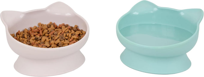 Whisker-friendly elevated cat bowls set of 2 white and gray modern pedestal design