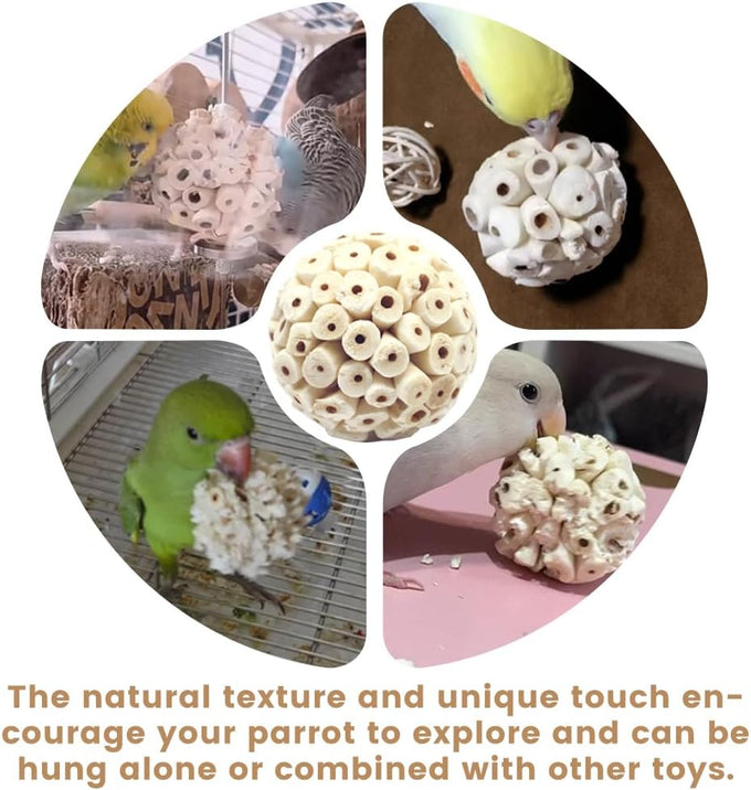 Soft Sola Atta Ball Bird Toy - Bird Foraging Toy for Sharpening Claws and Beaks for Small Birds, 6PCS, 2.36''
