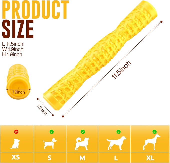 LOYEE Yellow Dog Squeaky Toy for Medium/Large Aggressive Chewers, Durable Rubber Toy for Teething