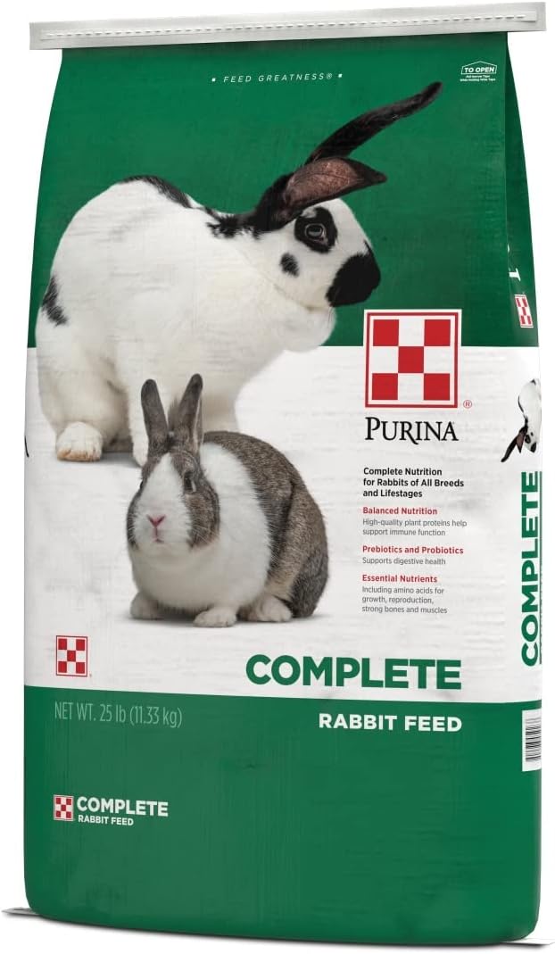 Purina Complete Rabbit Feed, 25 lb, 100% Daily Nutrition for All Ages, No Fillers or Artificial Colors
