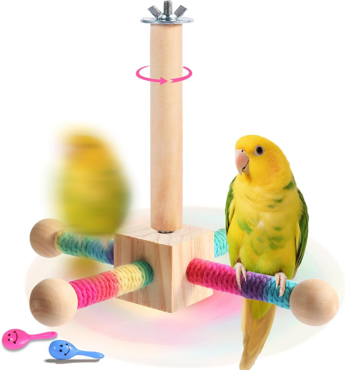 kyouki bird perch toy parakeets toy colorful sisal rope spinning stand medium size