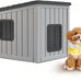 DRATO resin material dog house, multi-functional pet house for small to medium dog, black, medium size