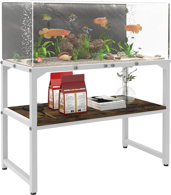 mondazie 20 gallon high rimless fish tank stand with shelf black 24" l x 12" w x 20.5" h