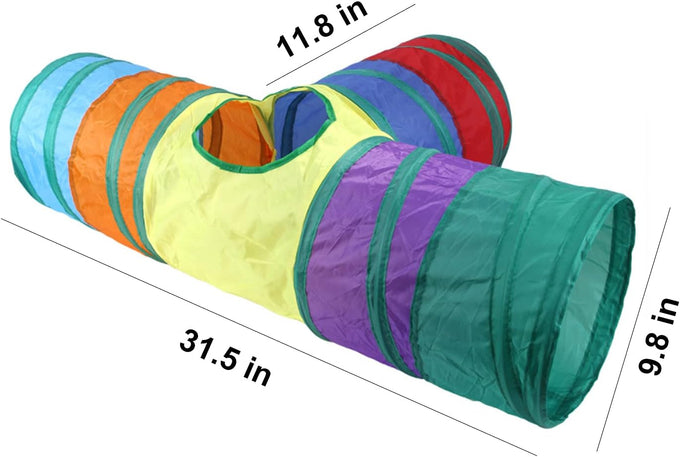 32Pcs Cat Toys Kitten Interactive Pet Toys Assortments, Foldable Rainbow Tunnel, Teaser Wand Fluffy Mouse Crinkle Balls Bell Play for Kitty Cats