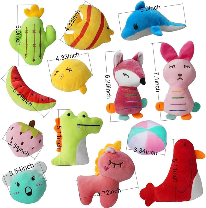 27-pack assorted squeaky plush dog toys for small dogs with cute designs