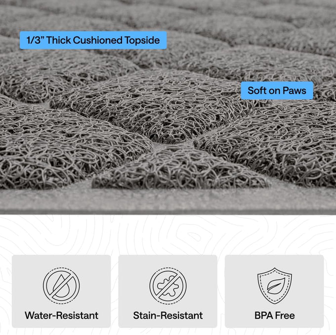 gorilla grip 24x17 gray cat litter box mat, cushioned coil mesh litter trapping mat, scatter control supplies for less mess