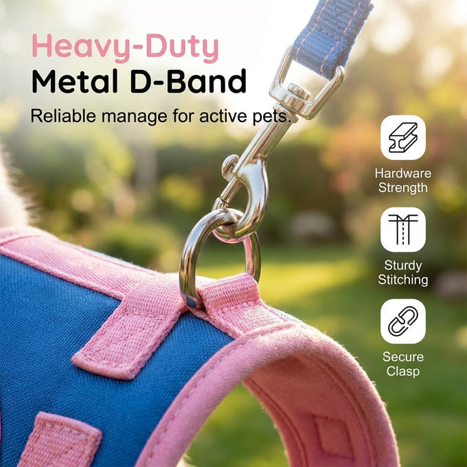 Pink Cat Harness and Leash for Small to Medium Adult Cats with Reflective Strip, Escape Proof and Soft Breathable Vest