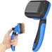 Dipoo self-cleaning shedding brush for dogs, cats, and puppies, skin-friendly grooming tool for long and short haired pets, black