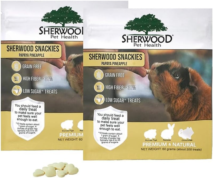 sherwood pet health snackies for small pets, grain-free, real fruit, low sugar, high fiber, heart-shaped treats in multiple flavors