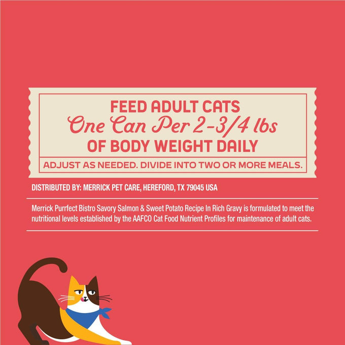 Merrick Purrfect Bistro Savory Salmon and Sweet Potato Recipe Adult Natural Wet Cat Food Cans, 24-Pack, 3 oz.