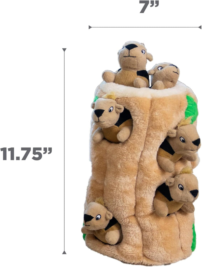 Outward Hound Hide-A-Squirrel 2-in-1 Plush Puzzle Dog Toy with 6 Squeaky Removable Squirrels, X-Large