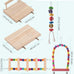 dbness 5in1 wooden bird perch toys for parakeet parrot cage accessories with climbing ladder swing and perches