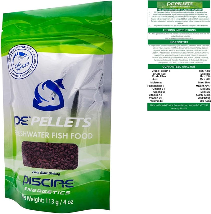 Piscine Energetics PE PELLETS Saltwater 2mm for fish aquariums, rich in protein and omega-3 fatty acids, 4oz