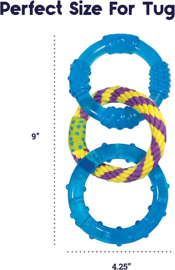 Petstages Dental Links Dog Chew Toy for puppies and adult strong chewers, 8.5" x 4" x 1" rope texture
