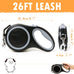 26Ft Retractable Dog Leash, Heavy Duty, Anti-Slip Rubberized Handle, One-Handed Brake, Strong Nylon Tape, Tangle Free for Dogs up to 110 lbs, Large Size