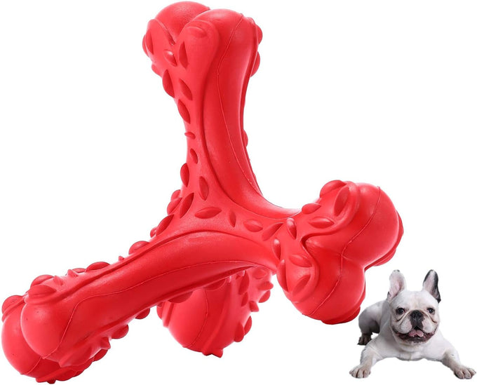Blue Indestructible Natural Rubber Bone Toy for Large Breed Aggressive Chewers Dogs, Durable and Easy Cleaning