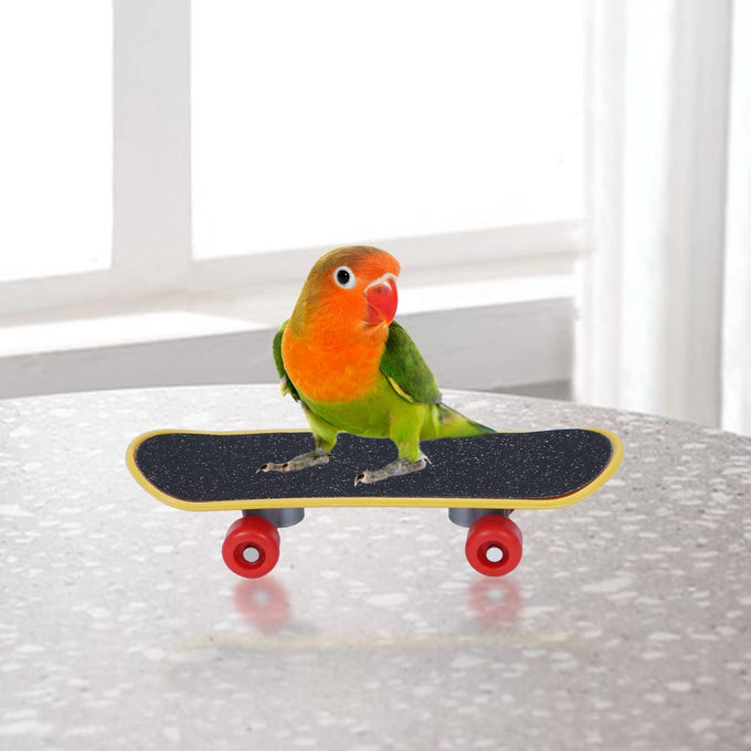 Wontee bird toys mini shopping cart skateboard ring toy set for parrot training and play (3-pack, assorted)