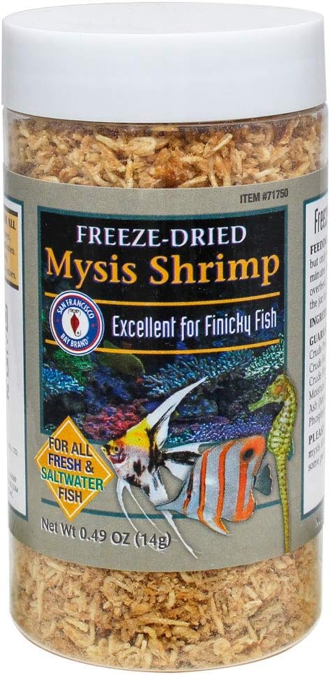 San Francisco Bay Brand Freeze-Dried Mysis Shrimp Food for Tropical and Freshwater Fish, 0.49 oz (14g)