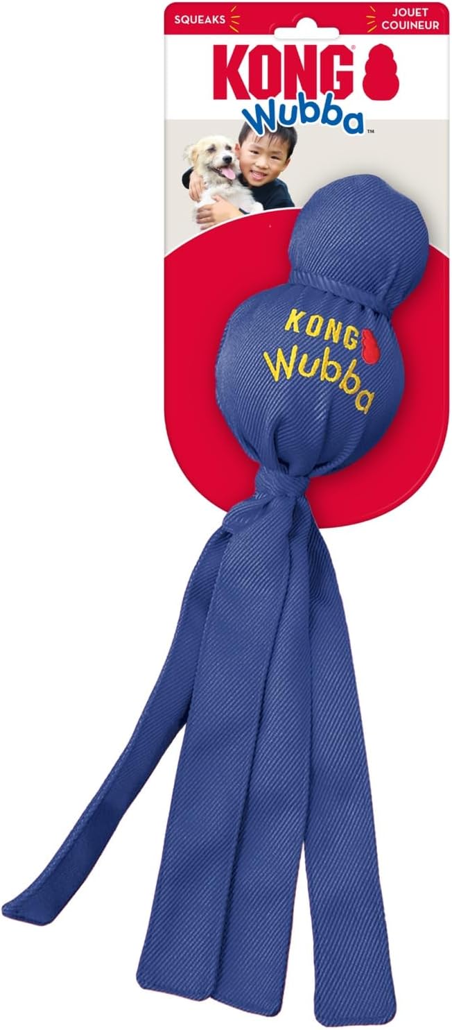 Kong Wubba Dog Toy for Tug of War & Fetch - Durable Nylon, Squeaker, for XL Dogs, Random Color