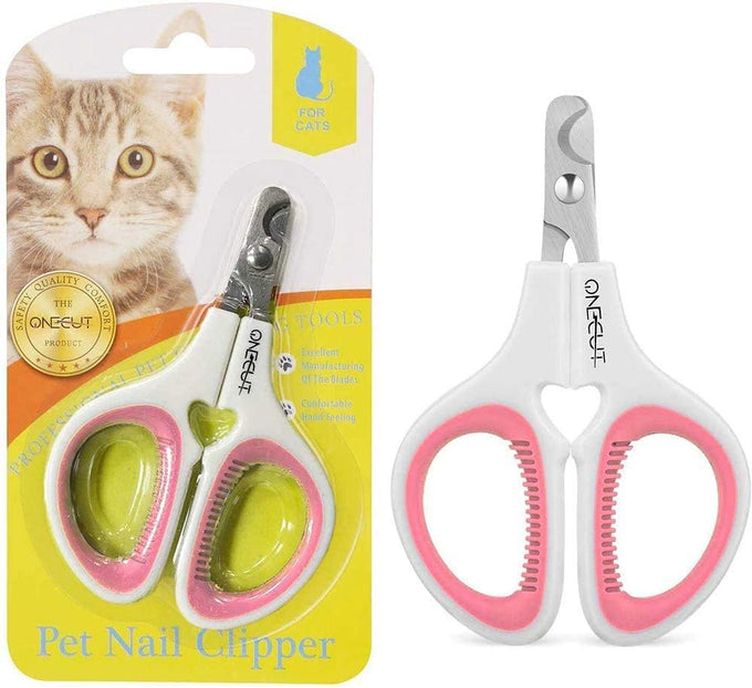 Pet Nail Clippers for Cats, Kittens, Small Dogs and Rabbits, Stainless Steel, Pink, Easy to Use
