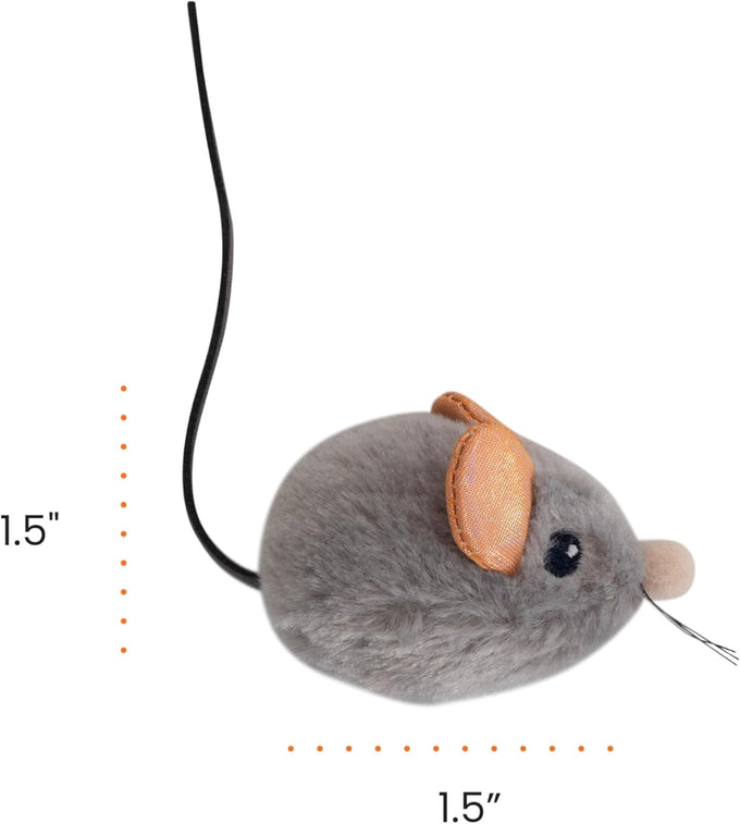 Catstages Squeak Squeak Mouse Cat Toy with Touch-Activated Sound, Catnip, and Soft Plush Gray