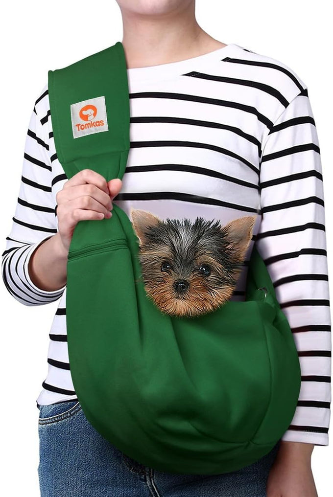 Classic Tomkas Small Dog Sling Carrier for 3-10 lbs Pets - Black - Classic Pocket Strap Wrap