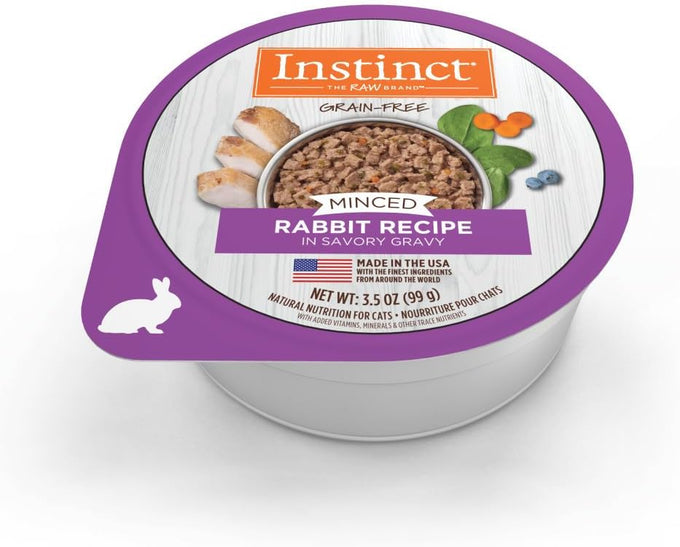 Instinct Original Minced Natural Wet Cat Food, Grain Free Rabbit, 3.5 oz Cups, Pack of 12, Made in USA