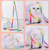 Lasocuhoo 2-pack Interactive Cat Teaser Wand String Ribbon Rainbow Charmer for Cats and Kittens