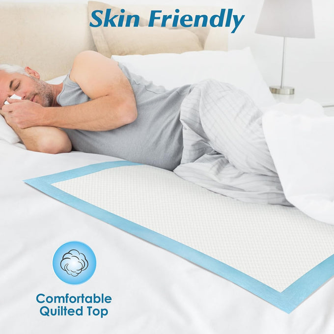 22" x 22" Leakproof Quick Drying Disposable Underpads for Baby, Puppy, and Adult Protection