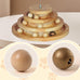 pine cat track toy for big cats, 4 layer wooden ball tower with feather wand, 9.9 inches, eco-friendly