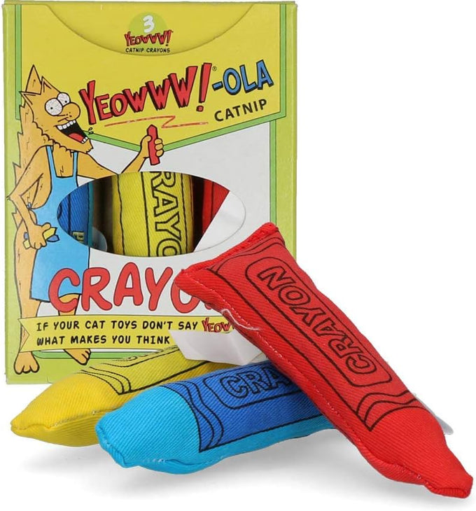 Yeowww! catnip toy variety pack, made in USA, includes cigar, banana, and rainbow shapes