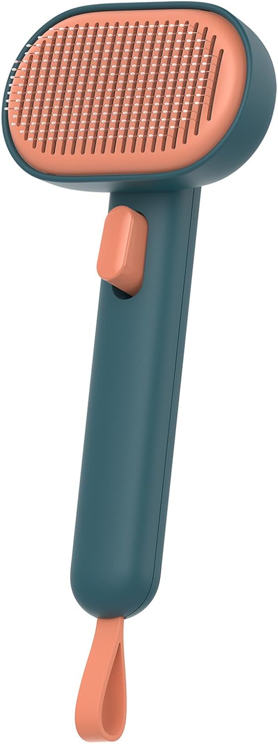 aumuca skin friendly slicker brush for dogs & cats with self-cleaning button, gentle pet grooming tool