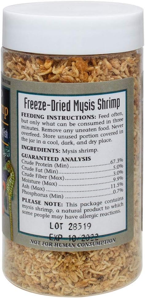 San Francisco Bay Brand Freeze-Dried Mysis Shrimp Food for Tropical and Freshwater Fish, 0.49 oz (14g)