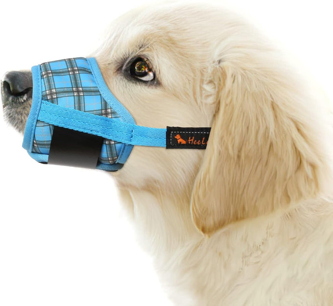 Heele Soft Nylon Dog Muzzle, Anti Biting Barking Chewing, Adjustable Breathable Pets Muzzle for Small Medium Large Dogs, 4 Colors 4 Sizes