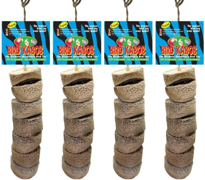 Bird Kabob Original - Eco-Friendly Yucca Wood Stimulator for Parrots - 4 Pack