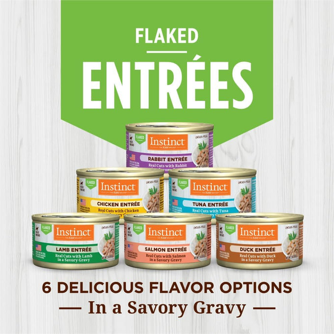 Instinct Flaked Entrée Wet Canned Cat Food - Duck, High Protein, Grain-Free, Raw Inspired, USA Made