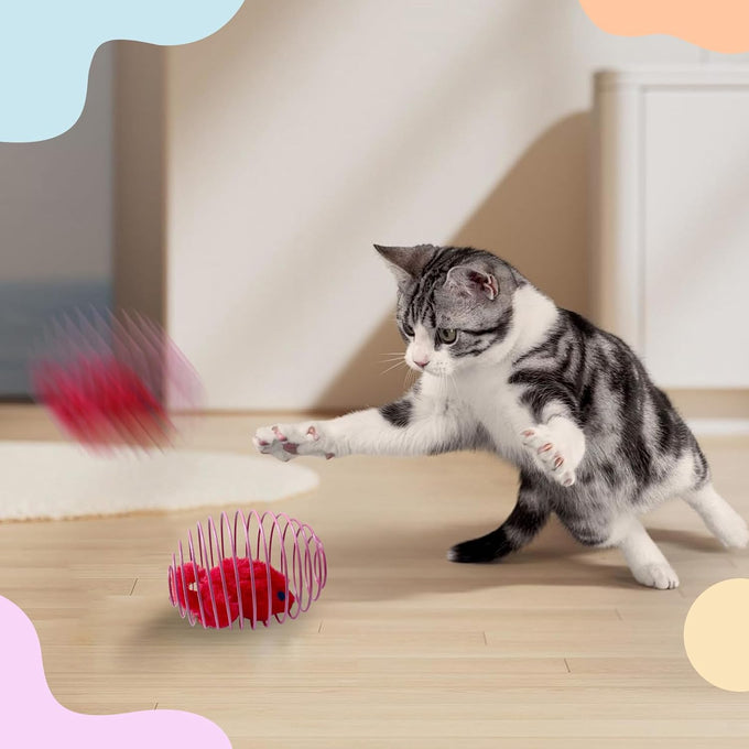 27-piece indoor cat toy set with plush balls, spring mice, and crinkle balls for boredom relief and self play