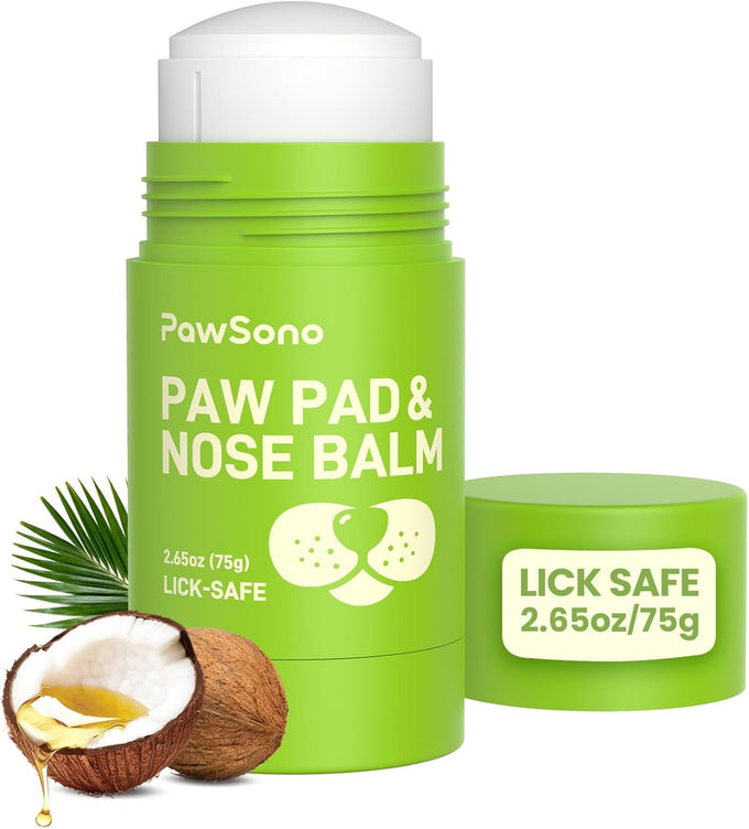 PawSono Lick-Safe Dog Paw & Nose Balm with Coconut Oil, 1.3 oz, All-Natural Moisturizer & Soother for Dry, Cracked Pads & Snout