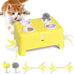 Cheese Box Interactive Cat Toy, 3-in-1 Whack a Mole Feather Toy for Indoor Cats, 4 Holes Kitten Toy, Yellow